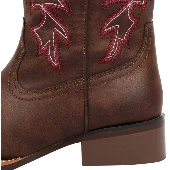 J's.o.l.e Women Dark Brown Cowboy Boot Square Toe Western Cowgirl Fashion Botte - Picture 8 of 9